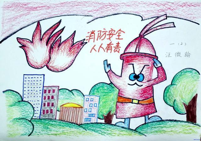 二年级的消防安全儿童彩色画精选