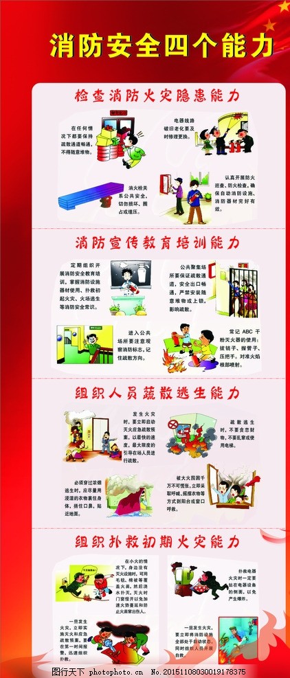 消防安全四个能力X展架图片